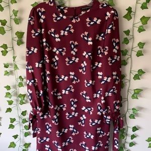 Maroon floral business dress